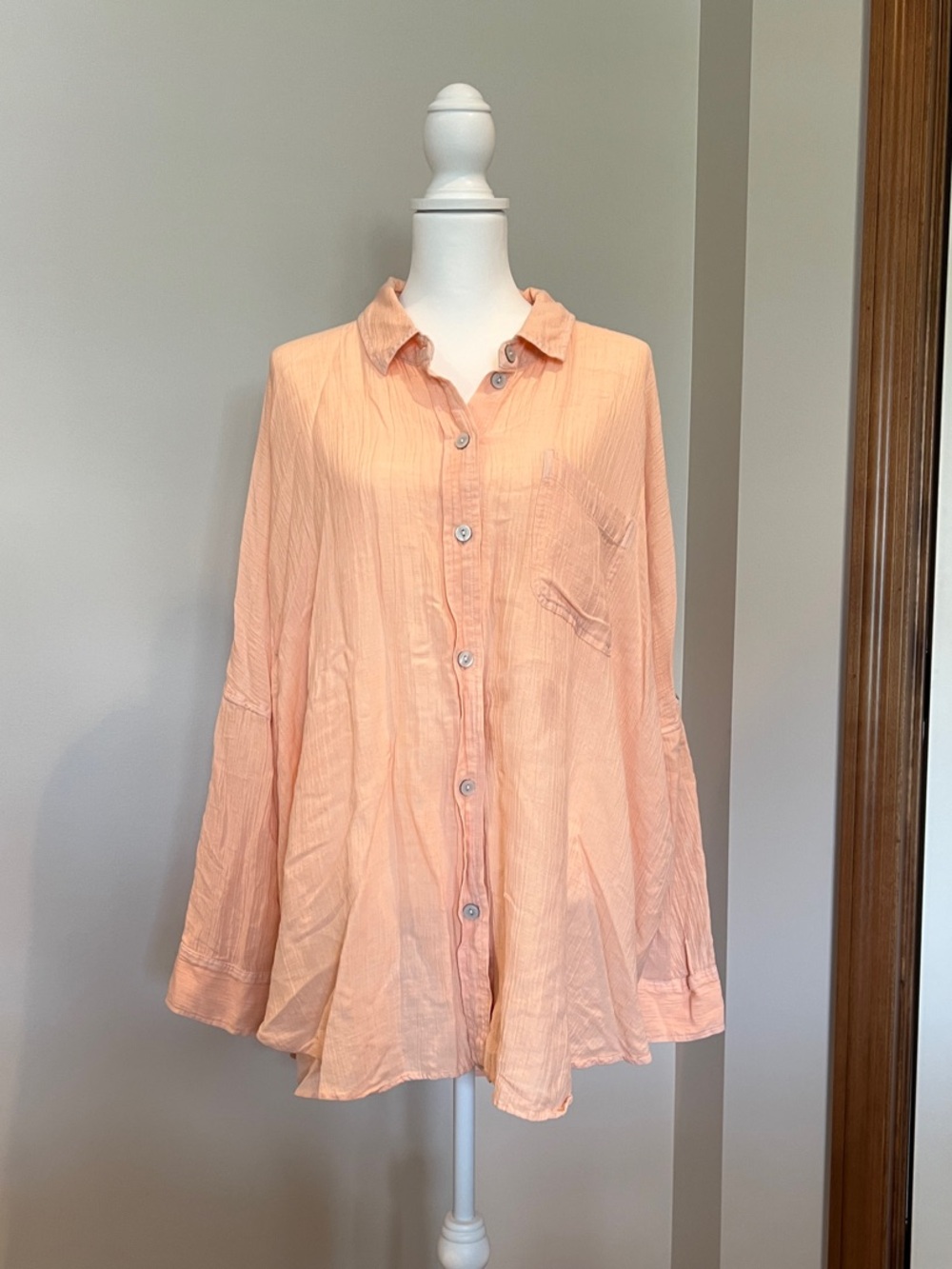 American Eagle Outfitters Soft Peach Button-Up Shirt